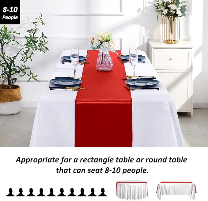 SiinvdaBZX 12 Pcs Red Satin Table Runner 12 x 108 inches Long | Bright Smooth - Image 3