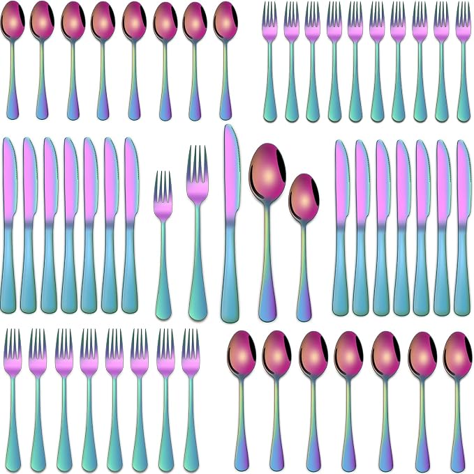 Colorful Rainbow 30 Pieces Silverware Sets Service by DEHOVKitchen