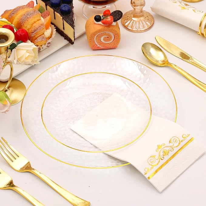 150 Pcs Clear Plastic Dinnerware Set, Disposable Plates - Image 5