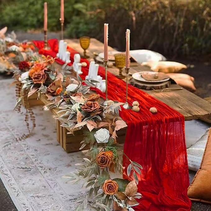 12Pack Red Cheesecloth Table Runner 20 x 120 inch Gauze Table Runner | Red - Image 6