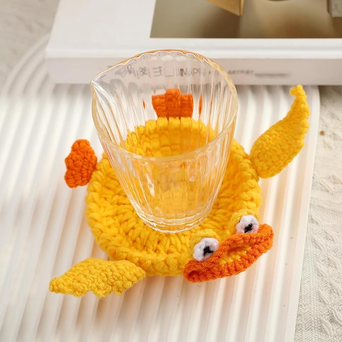 Crochet Animal Coasters Pop Up, Crochet Coasters 3D Funny Animal Mug Rug Drink - Image 5