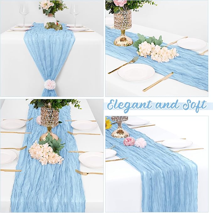8 Pack Baby Blue Cheesecloth Table Runners 20x120 Inch Gauze Table Runner 10FT - Image 4