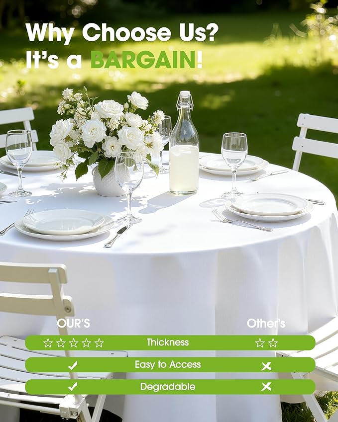 Pureegg Plastic Table Cloth Disposable 12 Pack, Decorative Tablecloths - Image 6