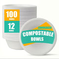 JINVOGREEN 100 Count 12 oz Paper Bowls, Disposable Compostable Bowls, Heavy by JINVOGREEN