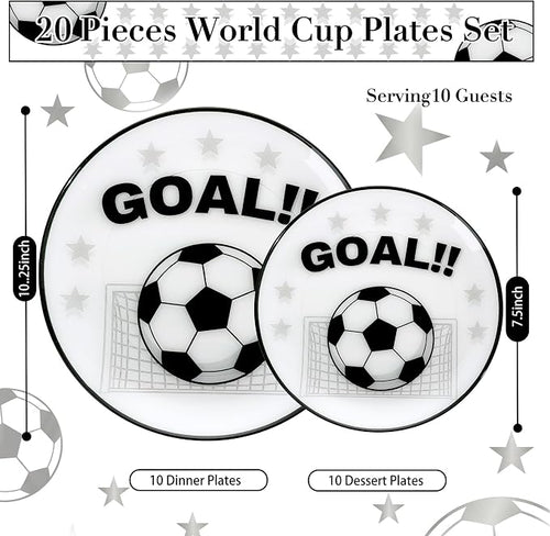 20 White Plastic Soccer Plates, Disposable Plates - Image 2