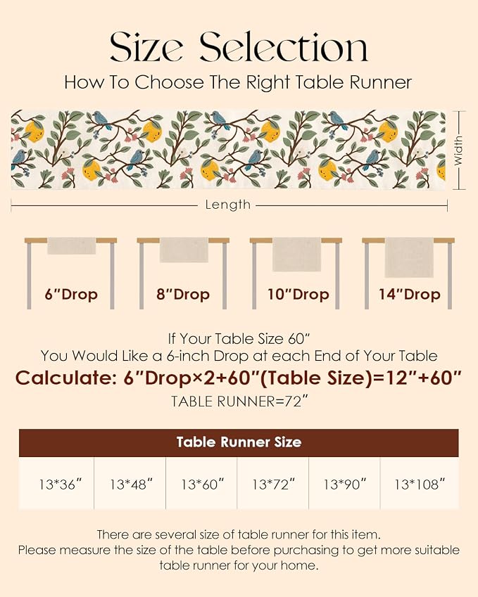 Canvas Embroidered Narrow 13"x 60" Table Runner, Lemon Bird | Exquisite - Image 6