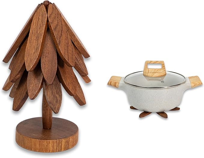 Yuoyar Wooden Tree-Shaped Trivets Set by YUOYAR