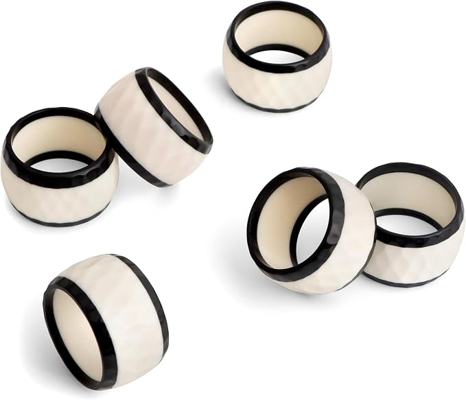 Black White Epoxy Resin Napkin Rings Set of 12 | Premium epoxy resin, - Image 4