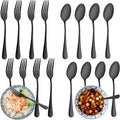 24 Pcs Black Forks and Spoons Silverware Set, Food Grade Stainless Steel by WISKEMA