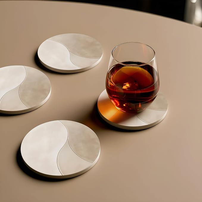 VEYRO Ceramic Coasters Set of 4 – Absorbent Stone Drink Coasters - Image 8