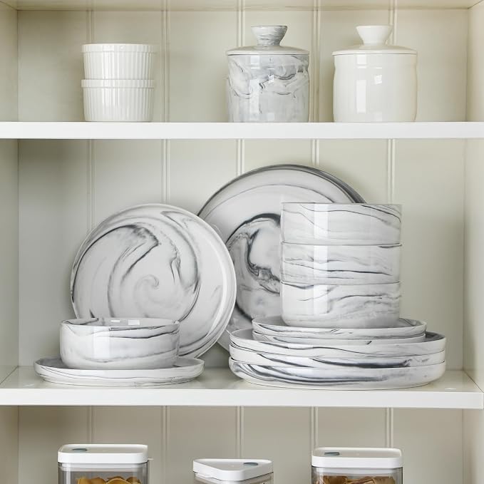 MALACASA 12 Pcs Porcelain Plates and Bowls Sets, Dinnerware Set - Image 6
