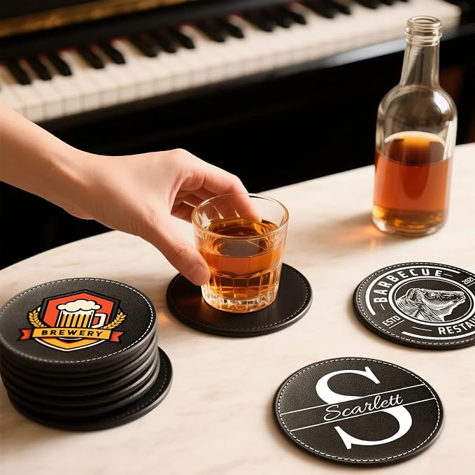 Custom Personalized Leather Coasters - Image 3