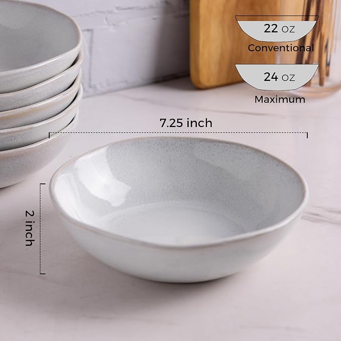 AmorArc Ceramic Cereal Bowls Set of 6, 24 oz Handmade Stoneware Bowls Set - Image 2