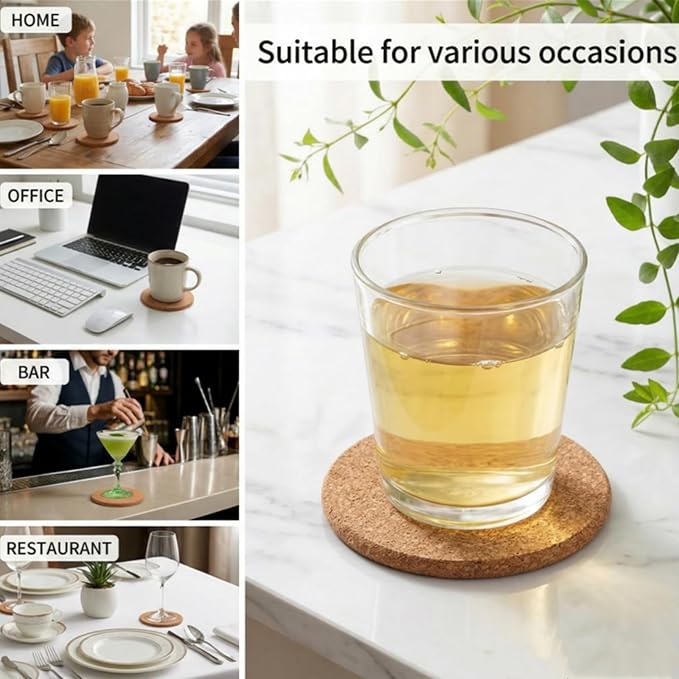 Tebery 20 Pack Cork Coasters Round, 3.9" Bar Coasters - Image 5