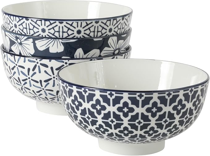 Gibson Home Castle Way 4-Piece Large Serving Bowl Set, 8 Inch Round Stoneware by GibsonHomewares