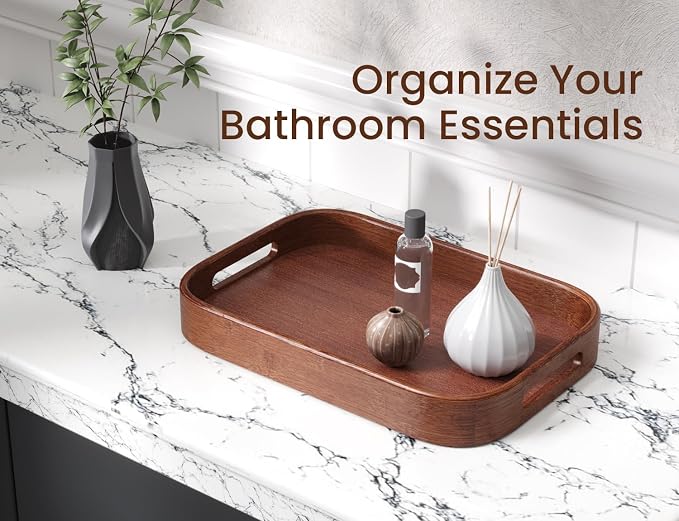 Bamboo Set of 2 Rounded Corners Serving Trays - Image 3