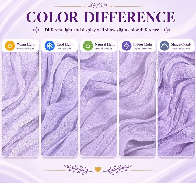 12 Pack Lavender Cheesecloth Table Runner 17x108 Inch Boho Rustic Semi Sheer - Image 6