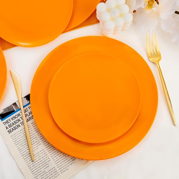 PULOTE 100PCS Orange Plastic Plates - Image 4