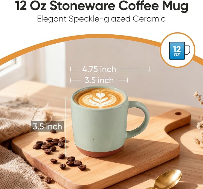 E-far Ceramic Coffee Mug Set of 4, 12oz Stoneware Coffee Cup - Image 2
