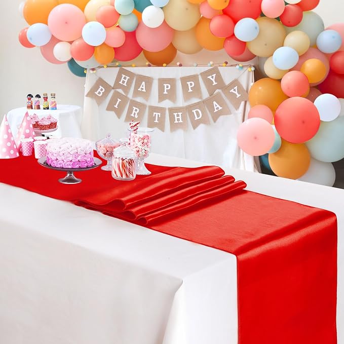 Red Table Runners 20 Pack 12x108 inch Silk Satin Smooth Fabric | Satin Table - Image 7