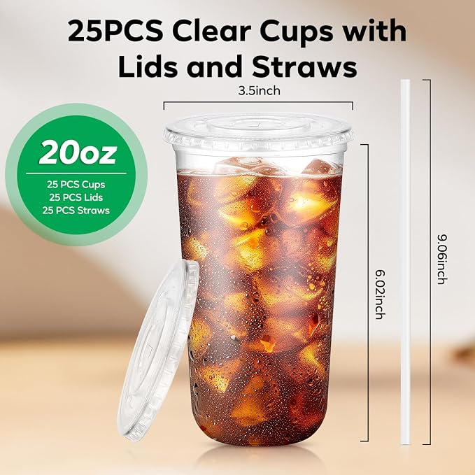 25 Pack 20 oz Round Bottom Plastic Cups - Image 4