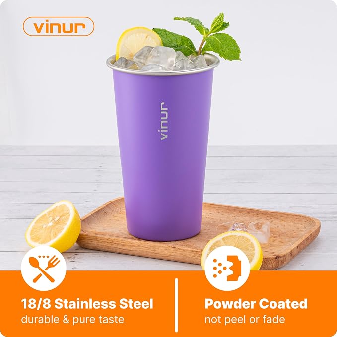 Stainless Steel Cups-20 oz Colorful Stackable Metal Drinking Glasses 8 Pcs | 20 - Image 2