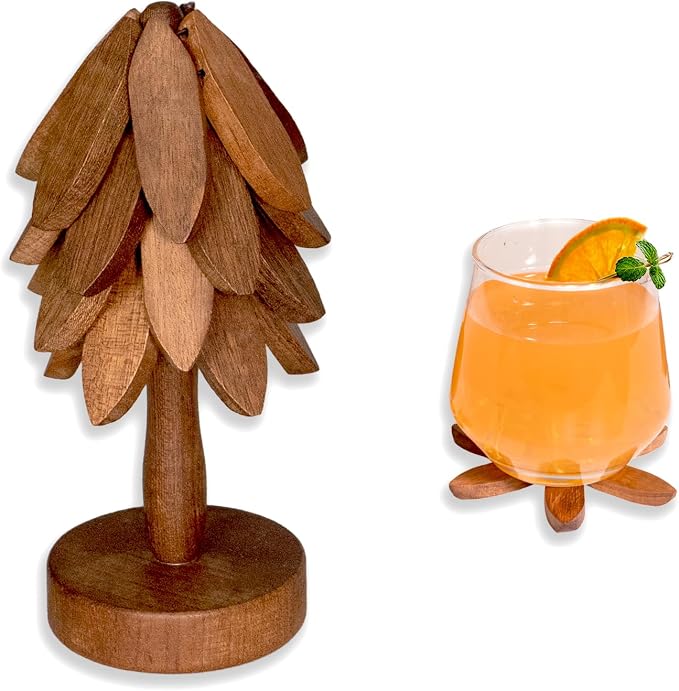 Yuoyar Wooden Tree-Shaped Coasters Set by YUOYAR