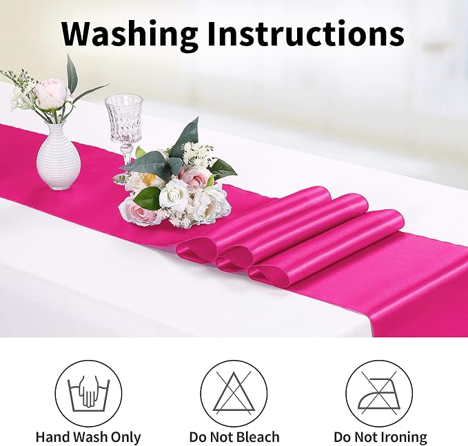 5-Pack Satin Table Runner Fuchsia 12 x 108 inches Long, Table Runners - Image 6