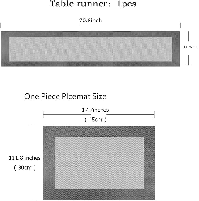 PIGCHCY Modern Elegant Placemats Set of 6 and Table Runner Washable Vinyl - Image 2