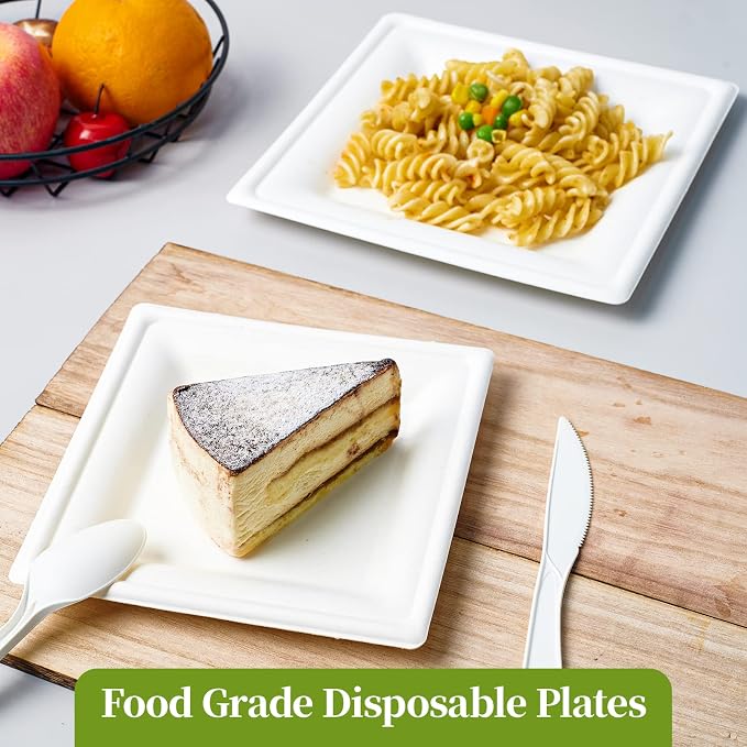 150 Piecs Compostable Square Paper Plates, 10 inch - Image 6