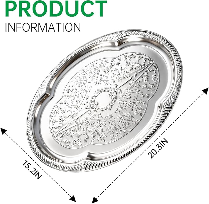 4-Pack Large Silver Serving Tray 20.3 x 15.2 Inch Mirror Platter Set - Image 7