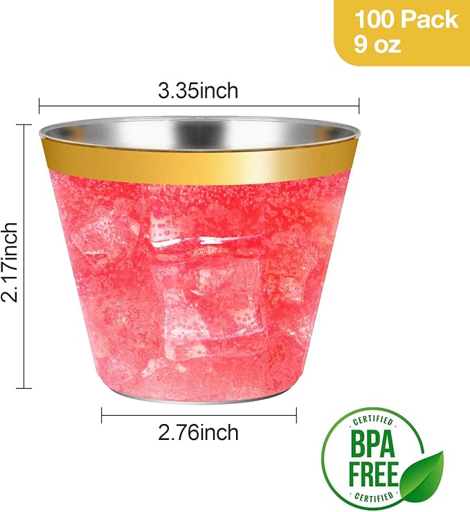 Goodluck 100PCS 9oz Gold Plastic Cups - Image 4