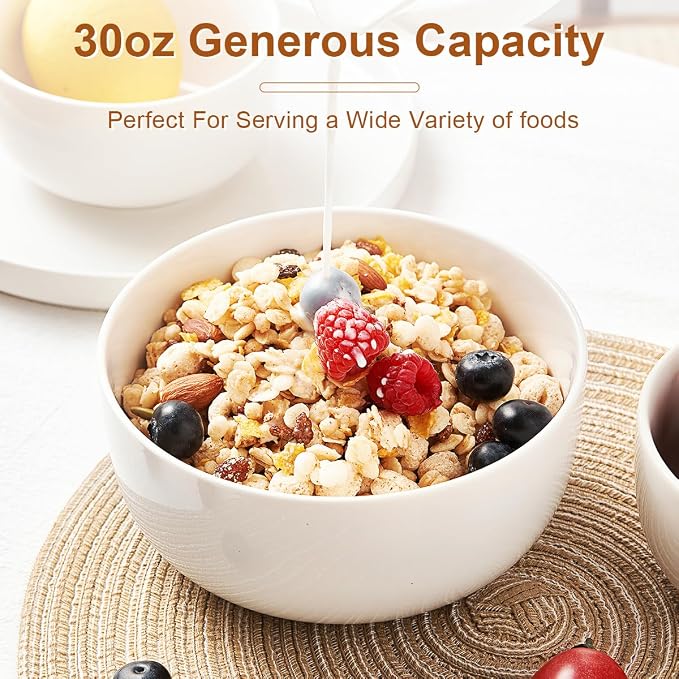 Jassceram 30 oz Soup Bowls, 6 Inch, Oatmeal and Breakfast, - Image 4