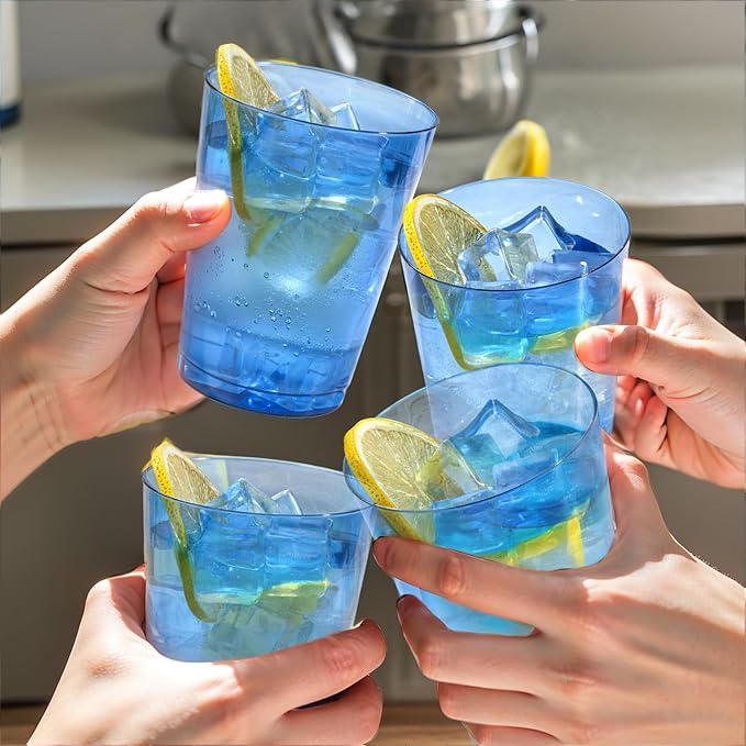 DaYammi 100 Pack Clear Blue Plastic Cups 10 Oz - Image 4