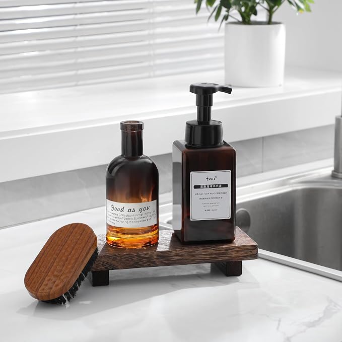 Wood Bathroom Tray Farmhouse Decor Kitchen Soap Holder 8.7"x3.6" Dark Brown | - Image 3