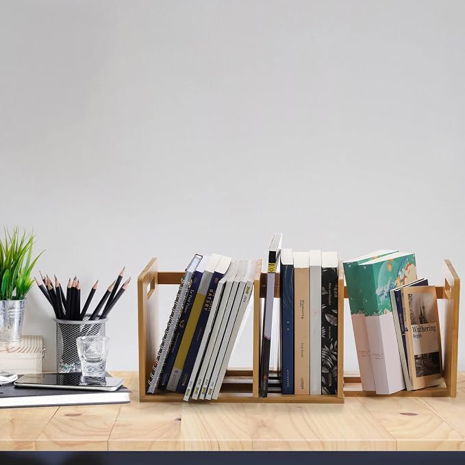 ZOOFOX Bamboo Desktop Bookshelf, Expandable Desktop Organizer, Small Display - Image 6