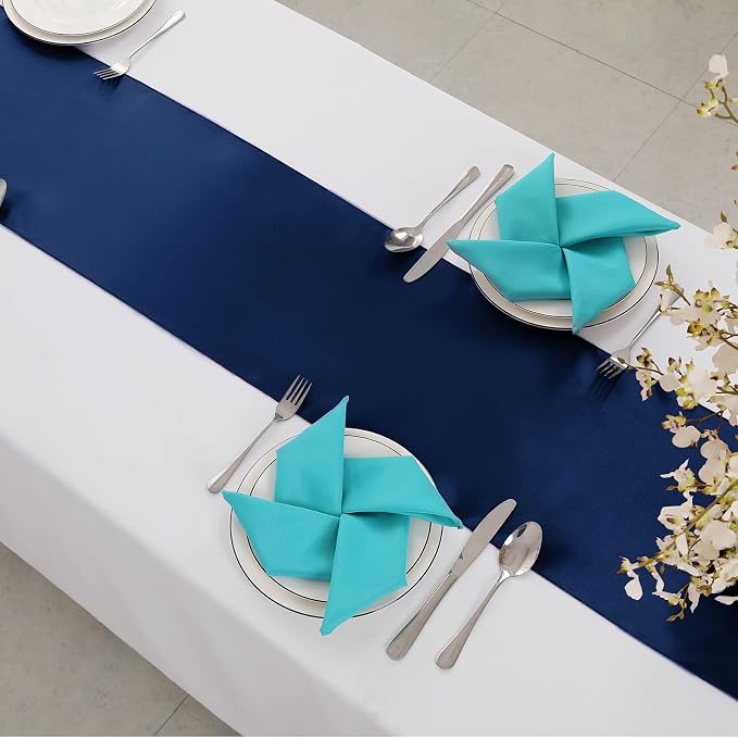 Horbaunal 2 Pack Navy Blue Satin Table Runner 12 x 108 Inch | Smooth Table - Image 4