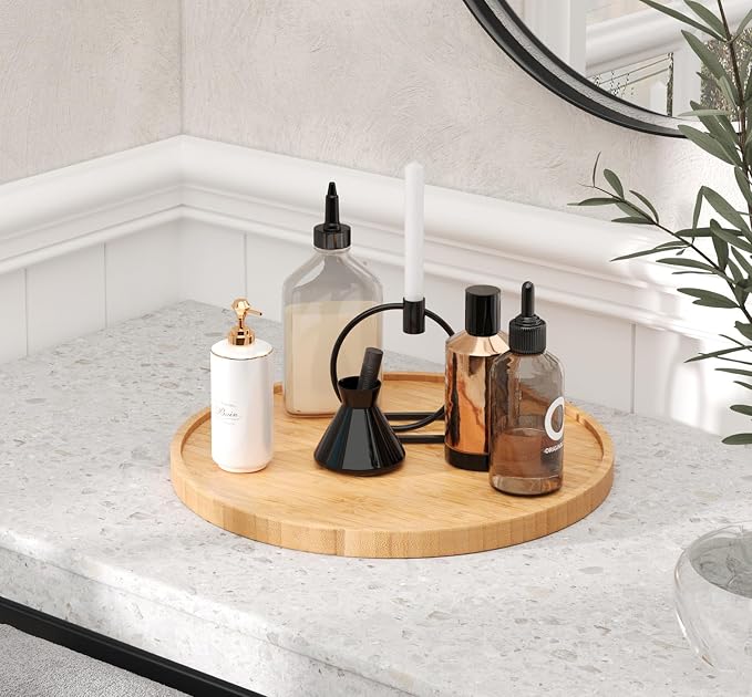 VERTORGAN Bamboo Serving Tray, 11.8 Inch Trays, Home Decor | Coffee Table Tray - Image 3
