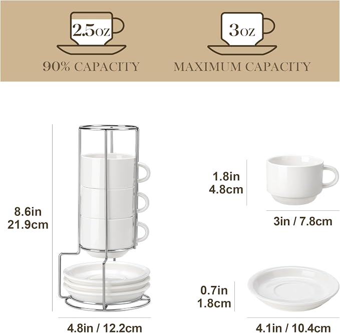 MALACASA 2.5 OZ Porcelain Espresso Cups - Image 2