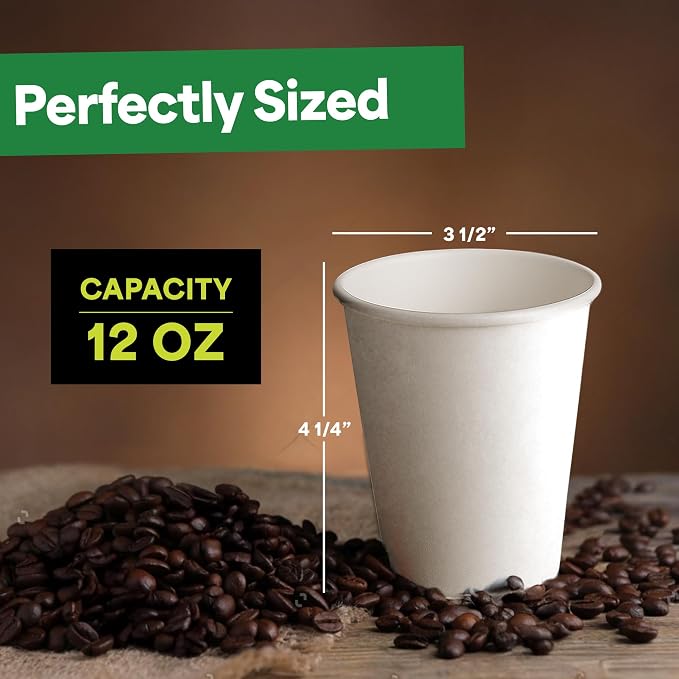 EconoHome 12 oz 50 Pack Disposable Coffee Paper Cups - Image 3