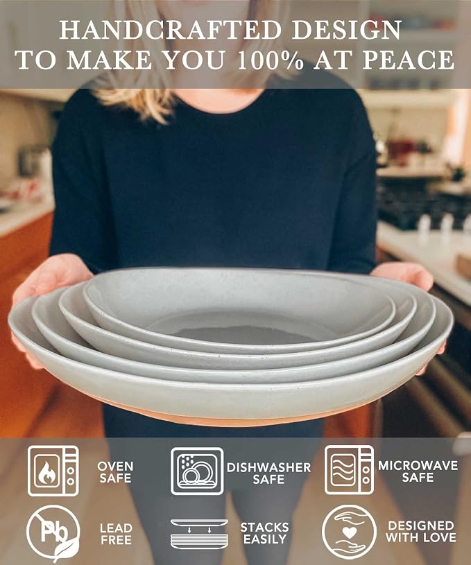 MORA Ceramic Large Serving Bowls- Set of 2 Oval Platters - Image 4