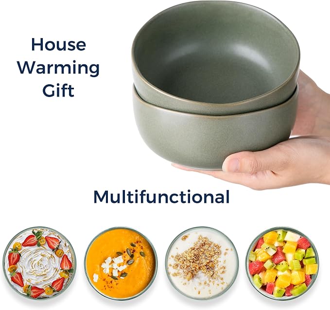 AmorArc Stoneware Cereal Bowls for Kitchen, 28oz Large Ceramic Soup Bowls Set - Image 5
