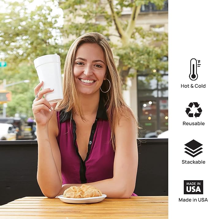 Shop Square 12 Oz Disposable Foam Cups, Made in the USA, To-Go Cups - Image 7