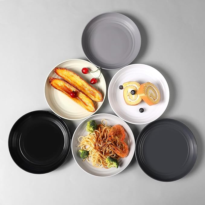 HEYCOME 12 Pcs Unbreakable Deep Dessert Plates Set, 8 inch Reusable Plastic - Image 7