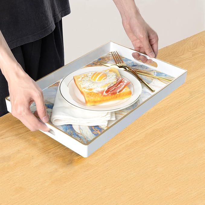 White Serving Trays, Plastic Rectangular Serving Tray - Image 5