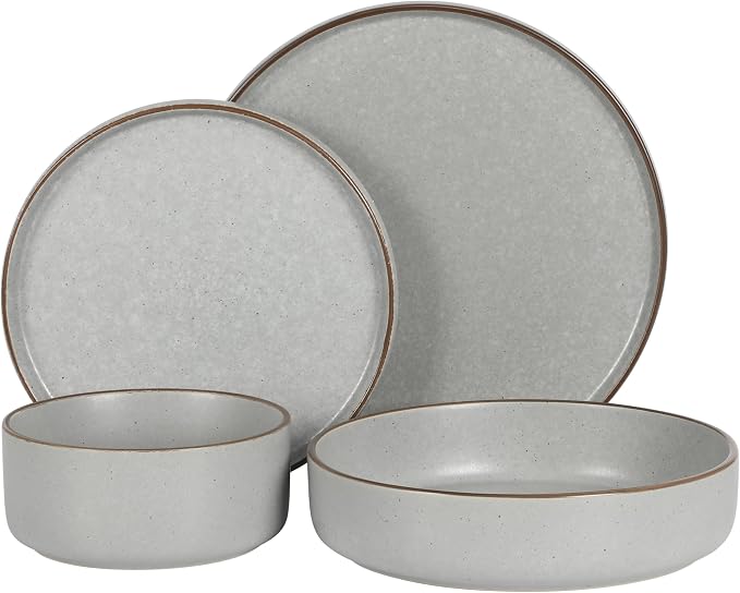 Gibson Elite Gelston Stoneware Matte Reactive Glaze 16 Piece Plates and Bowl - Image 5