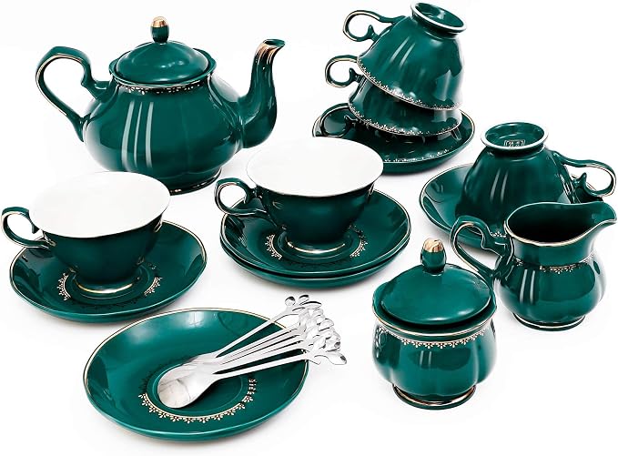 CHENP.HMC Tea Set 22-Piece Porcelain Ceramic Coffee Tea Sets | Cups Saucer - Image 8