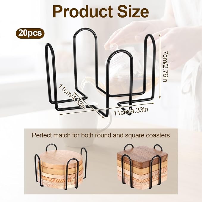 20 Pcs Metal Coaster Holder Square 4 Inch Iron Coaster - Image 2