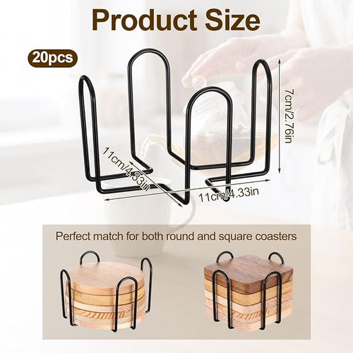 20 Pcs Metal Coaster Holder Square 4 Inch Iron Coaster - Image 2