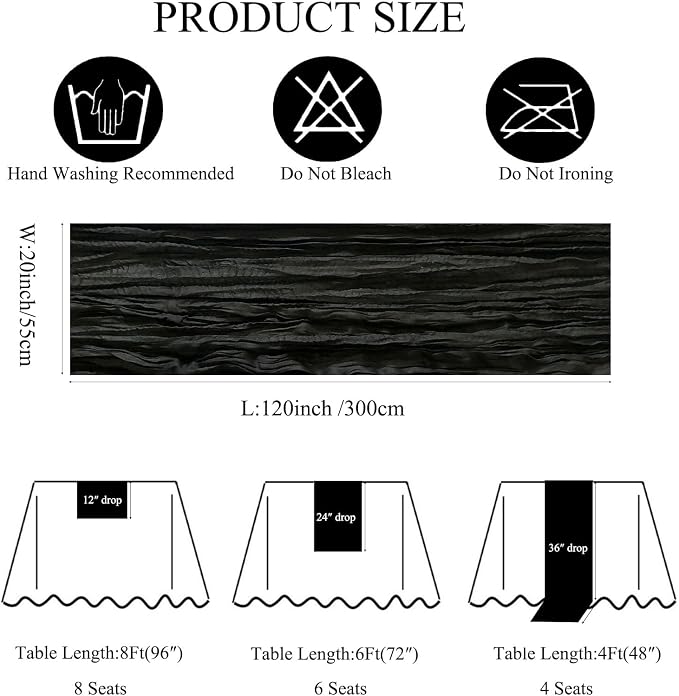 6Pack Black Cheesecloth Table Runner 20 x 120 inch Gauze Table Runner Black | - Image 3